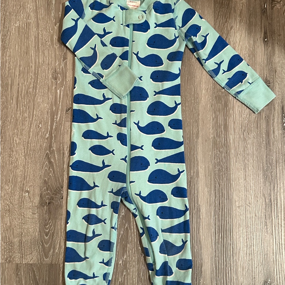 Hanna Andersson Blue Whale Zip Onesie Pajamas 2T Used condition
